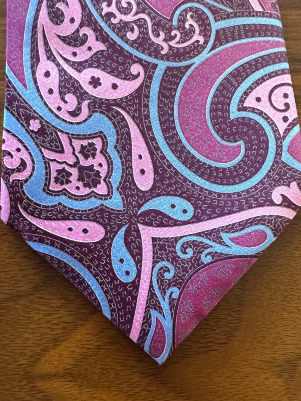 Ermenegildo Zegna Pink Blue Burgundy Paisley Tie